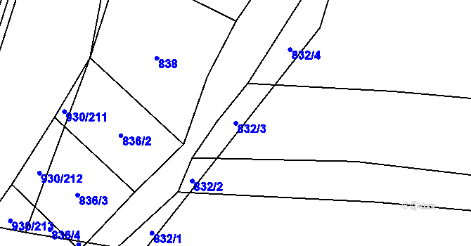 Parcela st. 832/3 v KÚ Dětkovice, Katastrální mapa