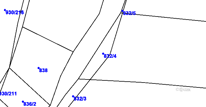 Parcela st. 832/4 v KÚ Dětkovice, Katastrální mapa