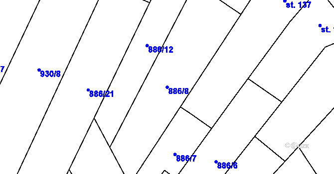 Parcela st. 886/8 v KÚ Dětkovice, Katastrální mapa