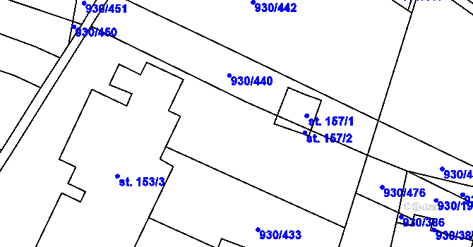 Parcela st. 930/439 v KÚ Dětkovice, Katastrální mapa