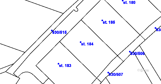 Parcela st. 184 v KÚ Dětkovice, Katastrální mapa