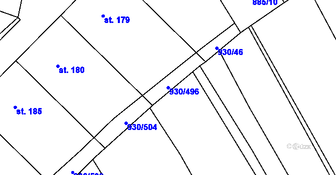 Parcela st. 930/496 v KÚ Dětkovice, Katastrální mapa