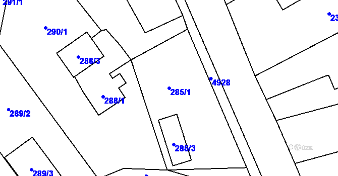 Parcela st. 285/1 v KÚ Dětmarovice, Katastrální mapa