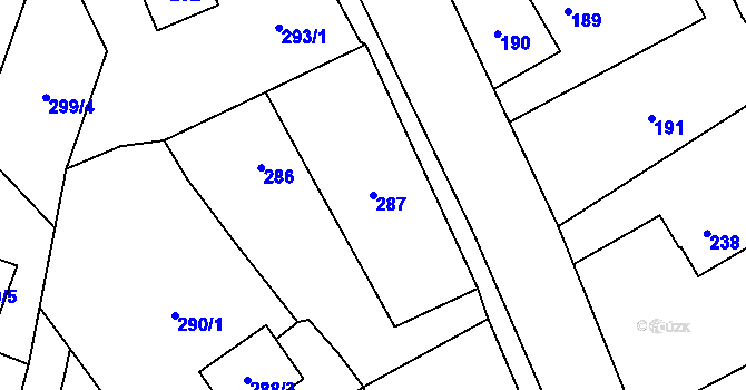 Parcela st. 287 v KÚ Dětmarovice, Katastrální mapa