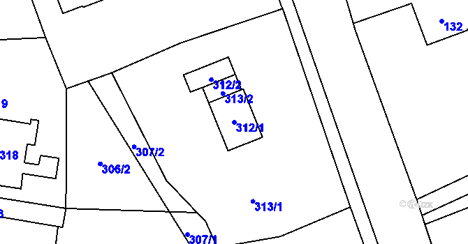 Parcela st. 312/1 v KÚ Dětmarovice, Katastrální mapa