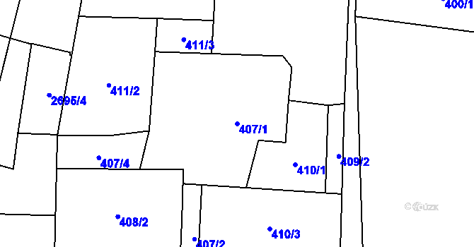 Parcela st. 407/1 v KÚ Dětmarovice, Katastrální mapa