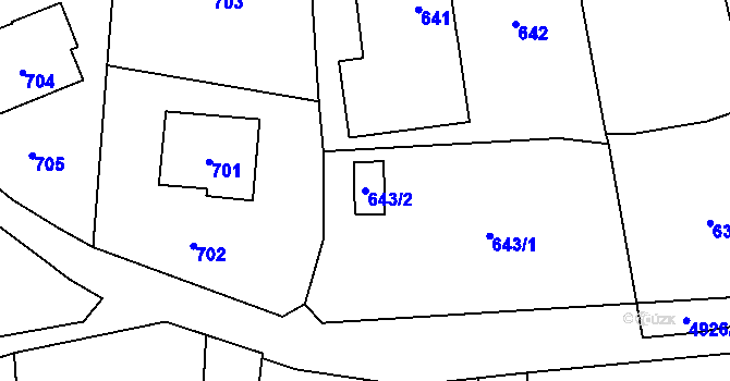Parcela st. 643/2 v KÚ Dětmarovice, Katastrální mapa