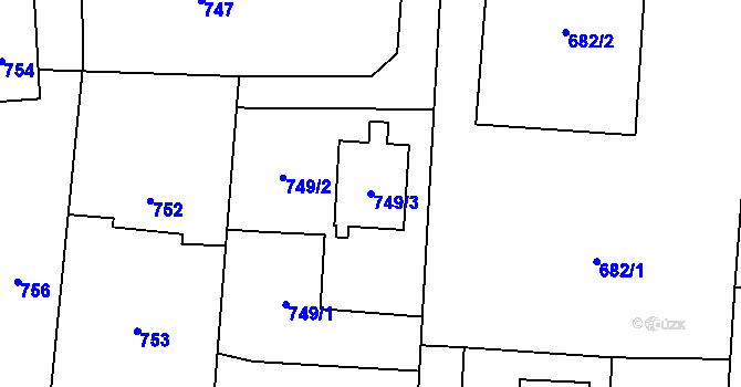 Parcela st. 749/3 v KÚ Dětmarovice, Katastrální mapa