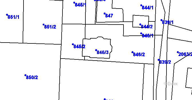Parcela st. 846/3 v KÚ Dětmarovice, Katastrální mapa