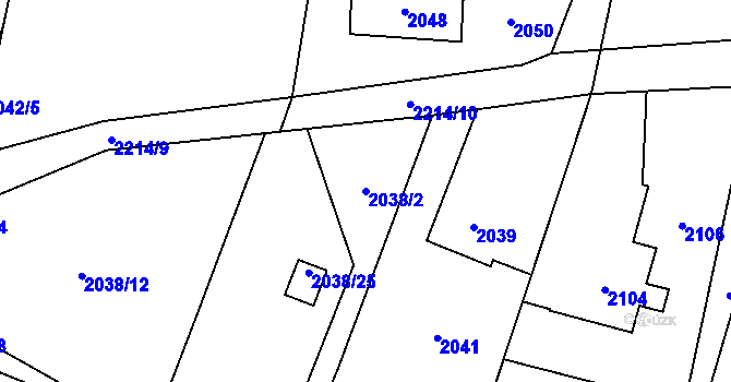 Parcela st. 2038/2 v KÚ Dětmarovice, Katastrální mapa