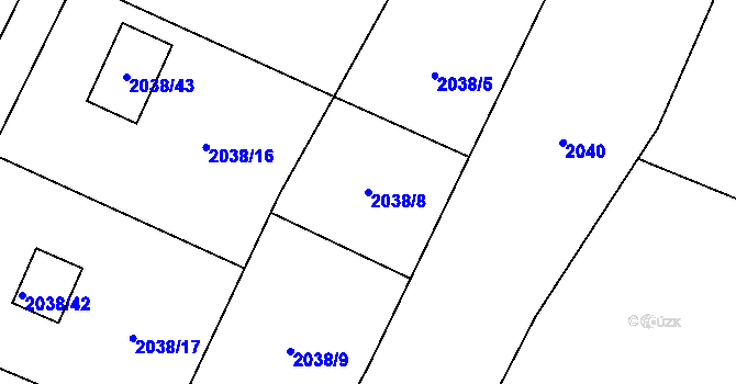 Parcela st. 2038/8 v KÚ Dětmarovice, Katastrální mapa