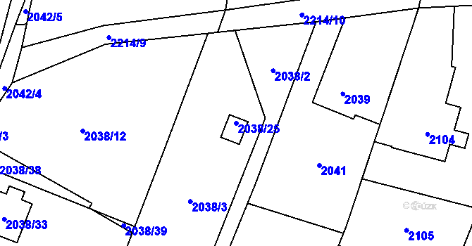 Parcela st. 2038/25 v KÚ Dětmarovice, Katastrální mapa