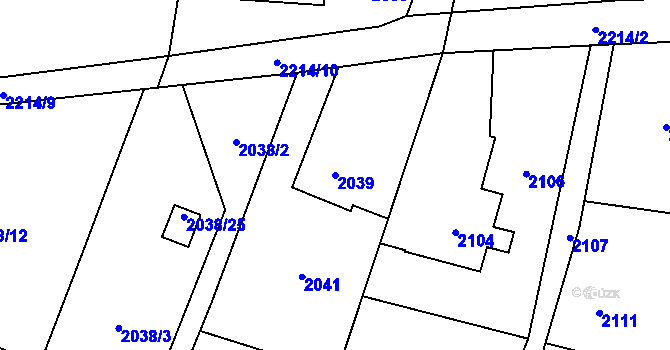 Parcela st. 2039 v KÚ Dětmarovice, Katastrální mapa
