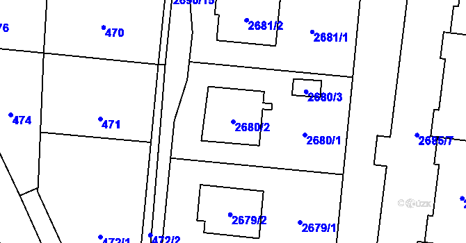 Parcela st. 2680/2 v KÚ Dětmarovice, Katastrální mapa