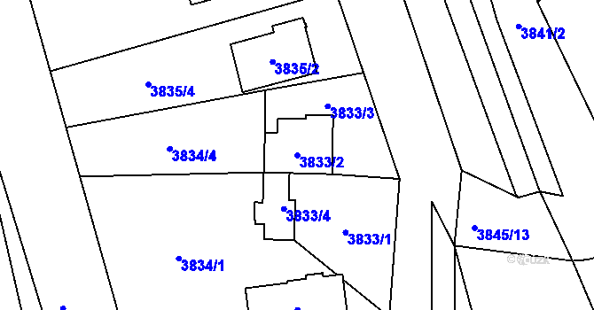 Parcela st. 3833/2 v KÚ Dětmarovice, Katastrální mapa
