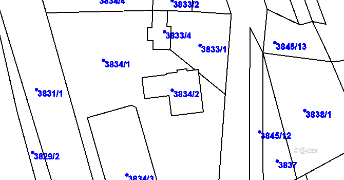 Parcela st. 3834/2 v KÚ Dětmarovice, Katastrální mapa