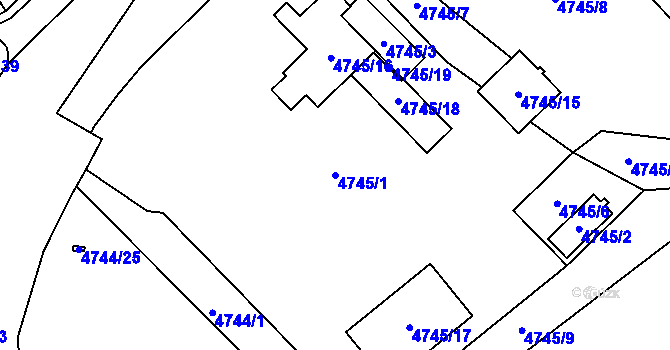 Parcela st. 4745/1 v KÚ Dětmarovice, Katastrální mapa