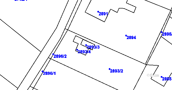 Parcela st. 2893/3 v KÚ Dětmarovice, Katastrální mapa