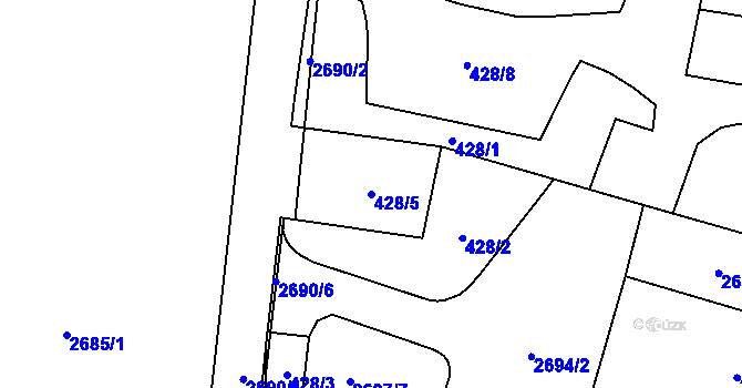 Parcela st. 428/5 v KÚ Dětmarovice, Katastrální mapa