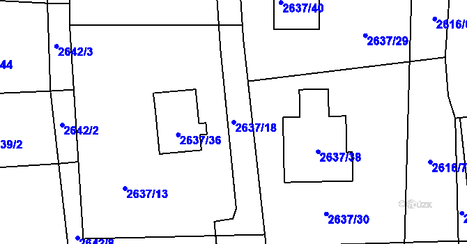 Parcela st. 2637/18 v KÚ Dětmarovice, Katastrální mapa