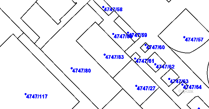Parcela st. 4747/83 v KÚ Dětmarovice, Katastrální mapa
