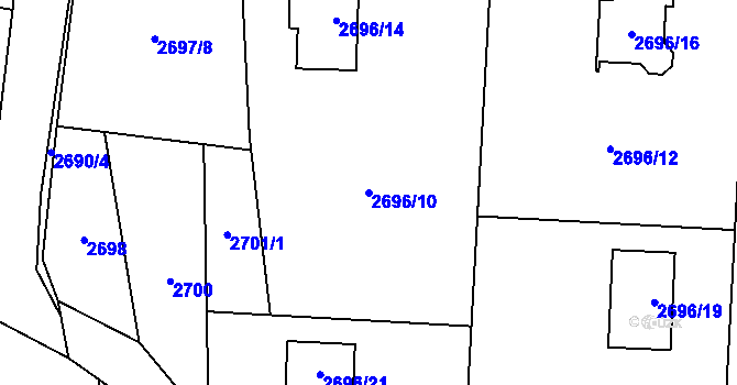 Parcela st. 2696/10 v KÚ Dětmarovice, Katastrální mapa