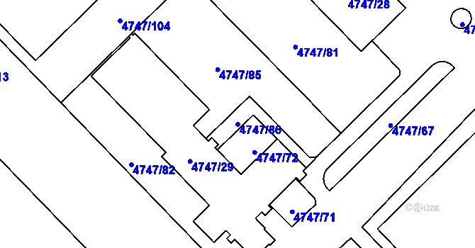 Parcela st. 4747/86 v KÚ Dětmarovice, Katastrální mapa