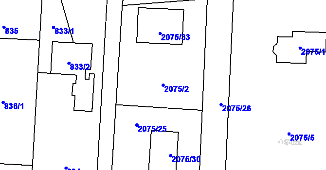 Parcela st. 2075/2 v KÚ Dětmarovice, Katastrální mapa
