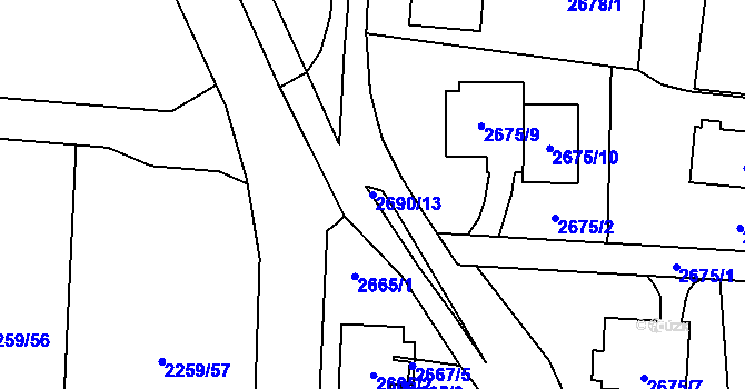 Parcela st. 2690/13 v KÚ Dětmarovice, Katastrální mapa