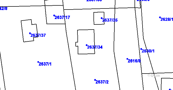 Parcela st. 2637/34 v KÚ Dětmarovice, Katastrální mapa