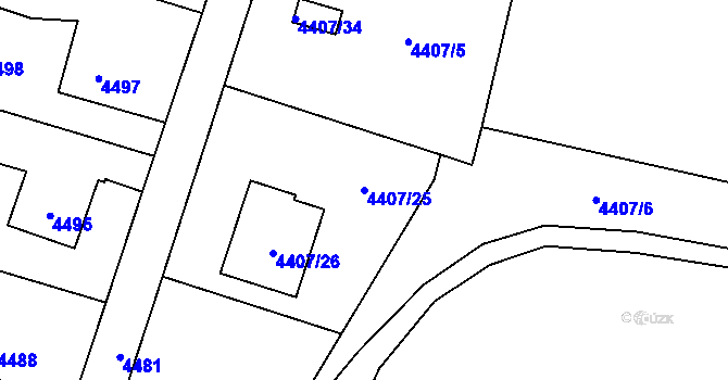 Parcela st. 4407/25 v KÚ Dětmarovice, Katastrální mapa