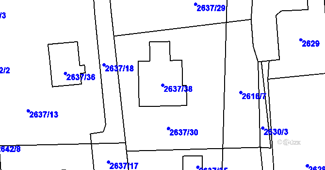 Parcela st. 2637/38 v KÚ Dětmarovice, Katastrální mapa