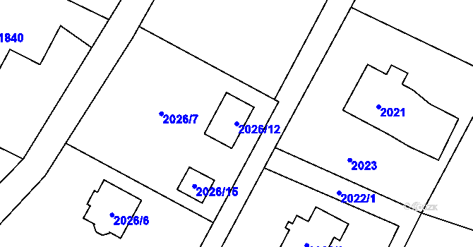 Parcela st. 2026/12 v KÚ Dětmarovice, Katastrální mapa
