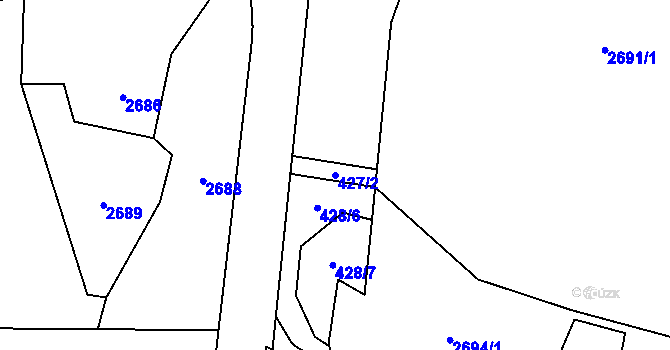 Parcela st. 427/2 v KÚ Dětmarovice, Katastrální mapa