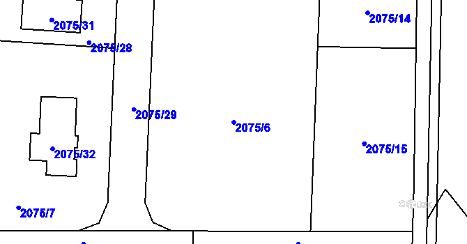 Parcela st. 2075/6 v KÚ Dětmarovice, Katastrální mapa