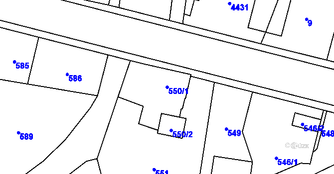 Parcela st. 550/1 v KÚ Dětmarovice, Katastrální mapa
