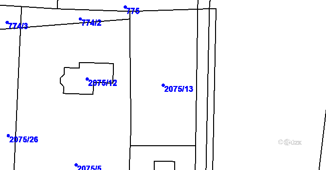 Parcela st. 2075/13 v KÚ Dětmarovice, Katastrální mapa