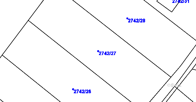 Parcela st. 2742/27 v KÚ Dětmarovice, Katastrální mapa