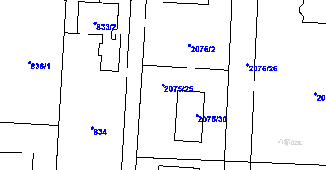 Parcela st. 2075/25 v KÚ Dětmarovice, Katastrální mapa