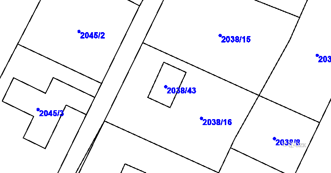 Parcela st. 2038/43 v KÚ Dětmarovice, Katastrální mapa