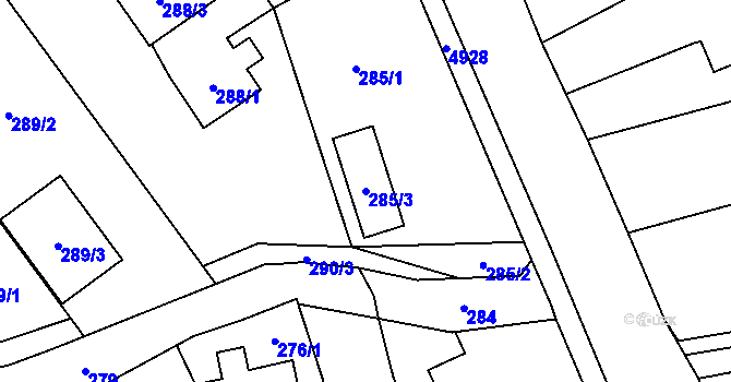 Parcela st. 285/3 v KÚ Dětmarovice, Katastrální mapa