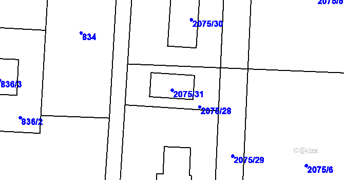 Parcela st. 2075/31 v KÚ Dětmarovice, Katastrální mapa