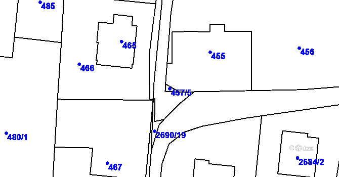 Parcela st. 457/5 v KÚ Dětmarovice, Katastrální mapa