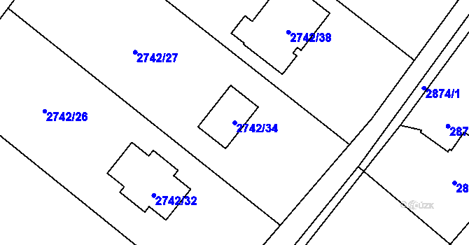 Parcela st. 2742/34 v KÚ Dětmarovice, Katastrální mapa