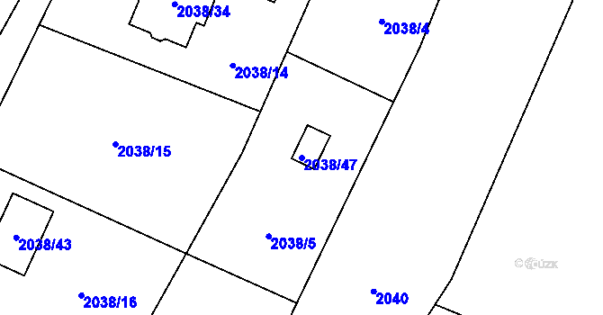Parcela st. 2038/47 v KÚ Dětmarovice, Katastrální mapa