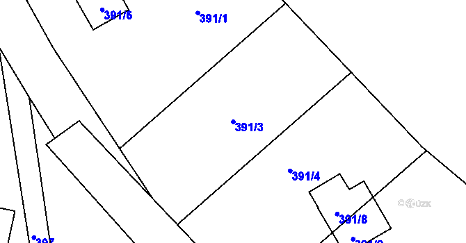 Parcela st. 391/3 v KÚ Koukolná, Katastrální mapa