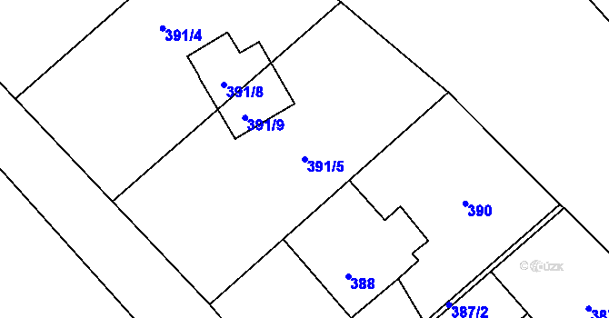 Parcela st. 391/5 v KÚ Koukolná, Katastrální mapa