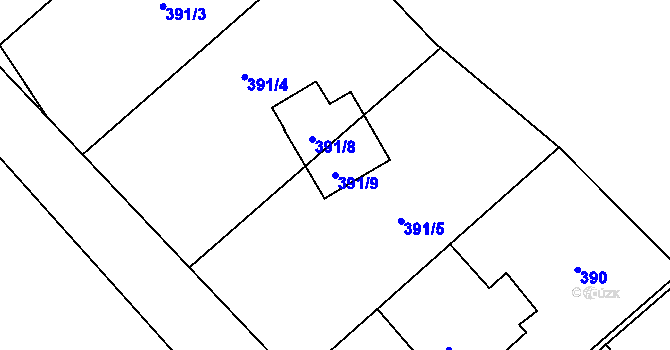 Parcela st. 391/9 v KÚ Koukolná, Katastrální mapa