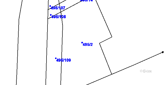 Parcela st. 495/2 v KÚ Koukolná, Katastrální mapa