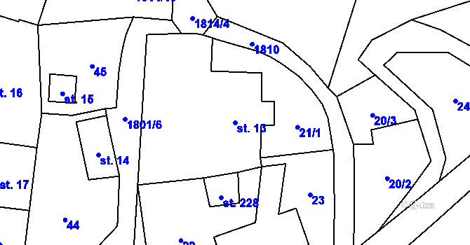 Parcela st. 13 v KÚ Dětřichov u Frýdlantu, Katastrální mapa